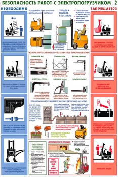ПС50 Безопасность работ с электропогрузчиками (бумага, А2, 2 листа) - Плакаты - Безопасность труда - ohrana.inoy.org